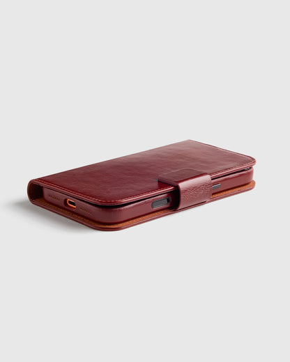 Italian Leather Phone 2-in-1 Folio Case - 17 Pro / Black
