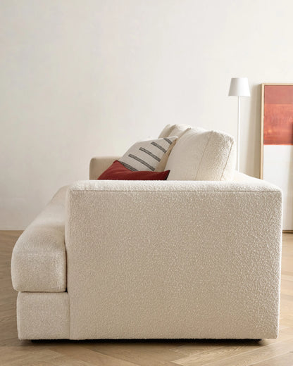 Sierra Curved Arm Sofa in Performance Boucle - 7ft / Linen