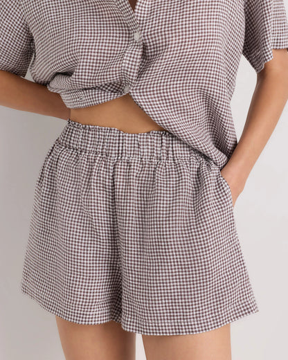 100% European Linen Shorts Pajama Set - XS / French Blue