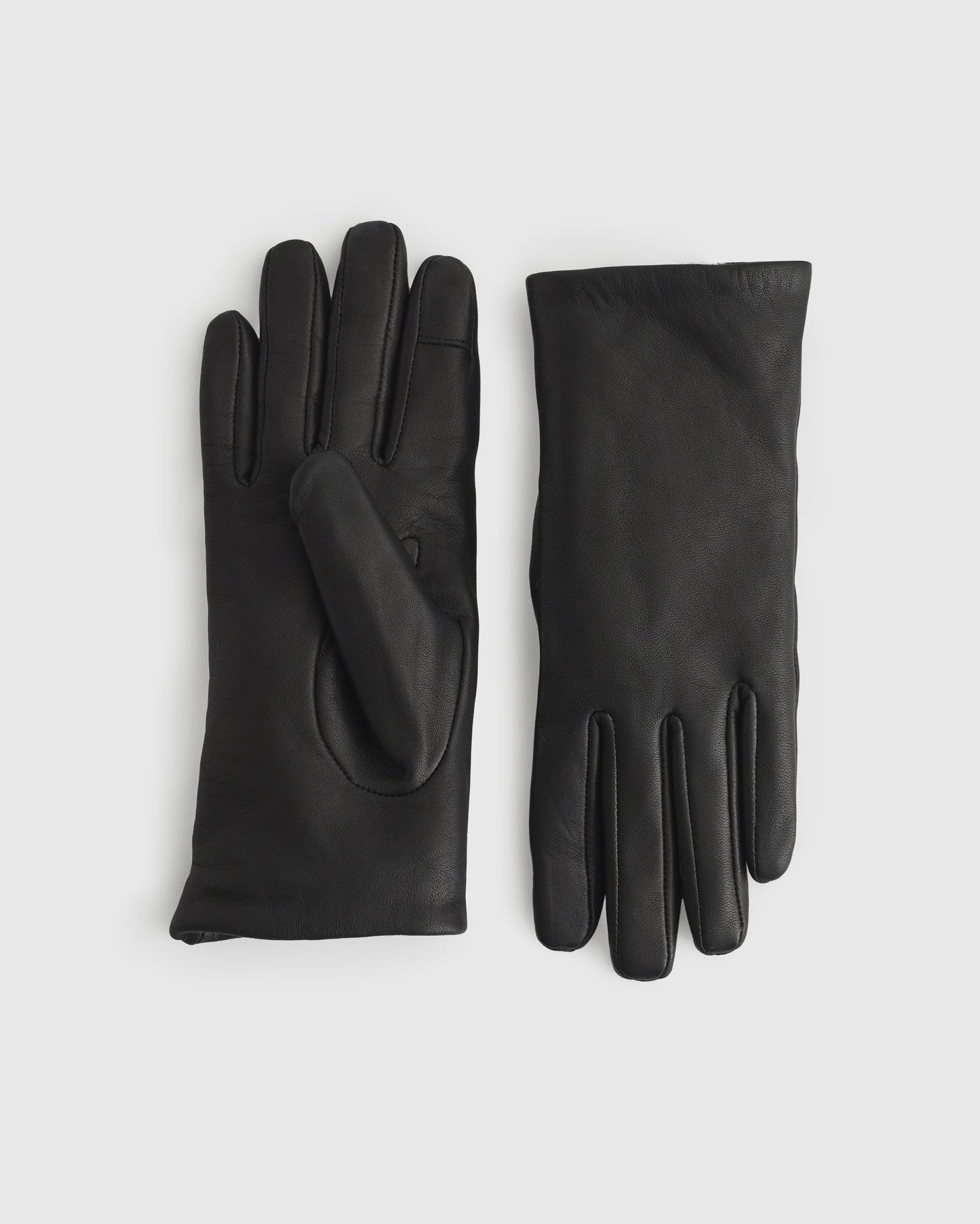 Cashmere Lined Leather Gloves - S / Black