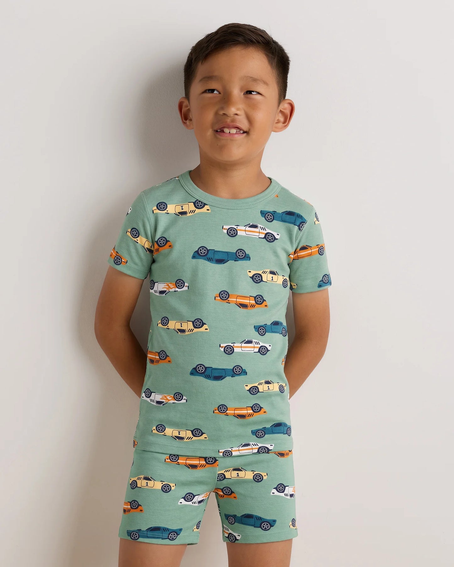 100% Organic Cotton Short Sleeve and Shorts Pajama Set - 6 / Navy Stripe
