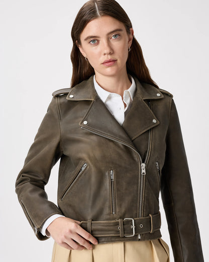 100% Leather Motorcycle Jacket - XS / Cognac