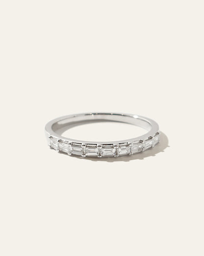 14K Gold Baguette Diamond Band - 4 / White Gold