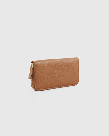 Italian Pebbled Leather Continental Wallet - One Size / Taupe