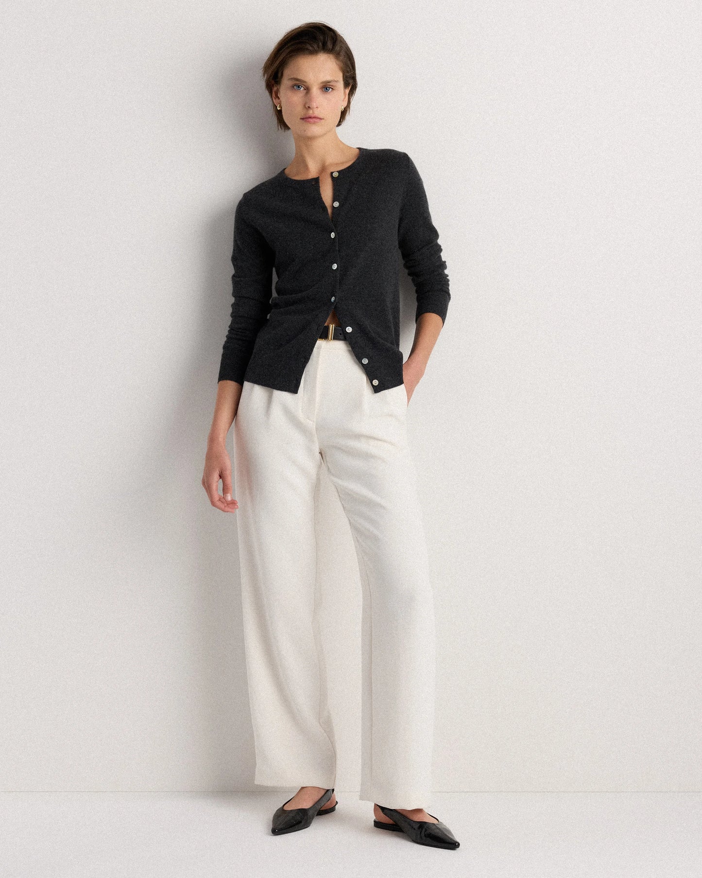 Mongolian Cashmere Cardigan Sweater - XS / Black