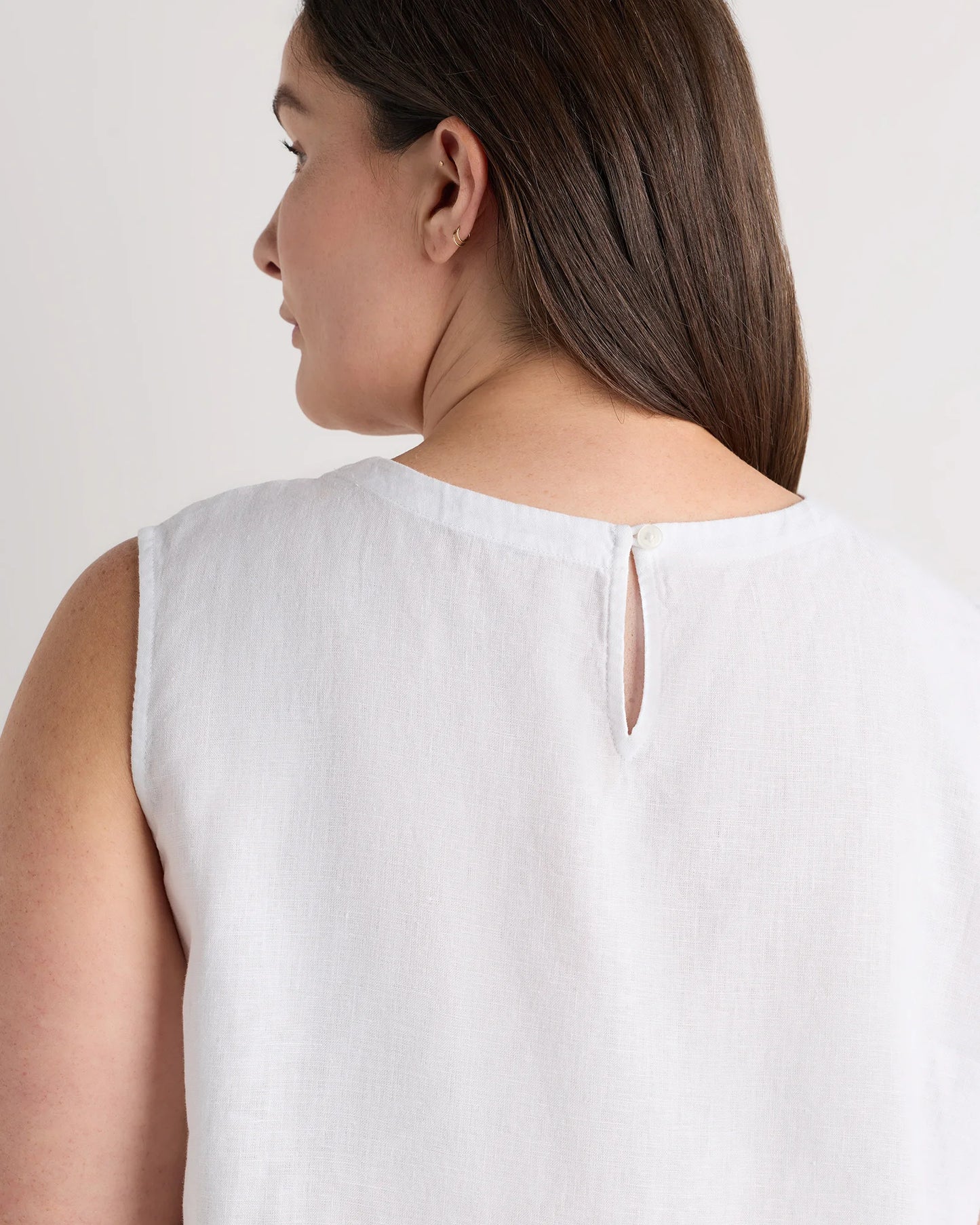 100% European Linen Tank - 1X / White