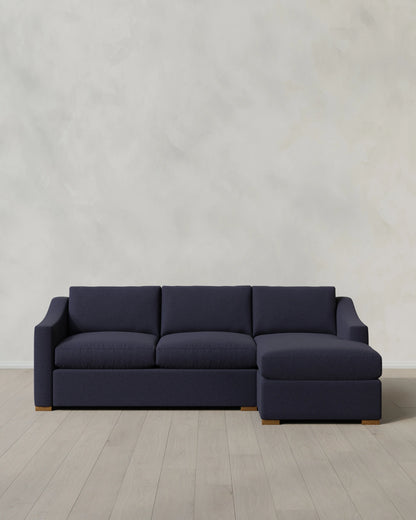 Hollis Slope Arm Chaise Sectional in Performance Basketweave - 104" Right Arm / Flax