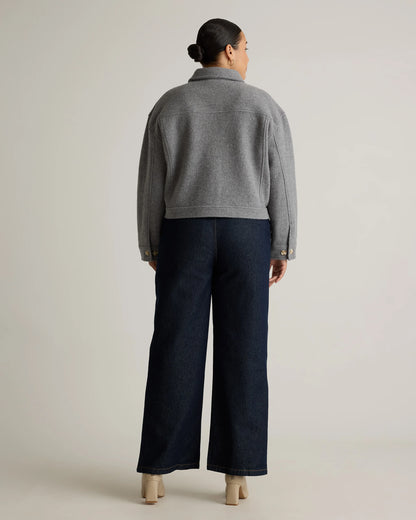 100% Merino Wool Cropped Shirt Jacket - XS / Mulled Wine