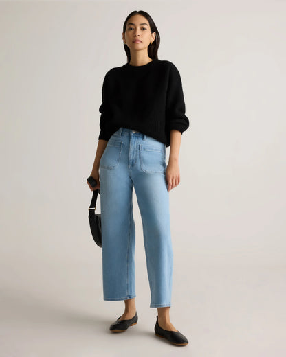 Bella Stretch Patch Pocket Wide Leg Jeans - 24 / Deep Sea Blue