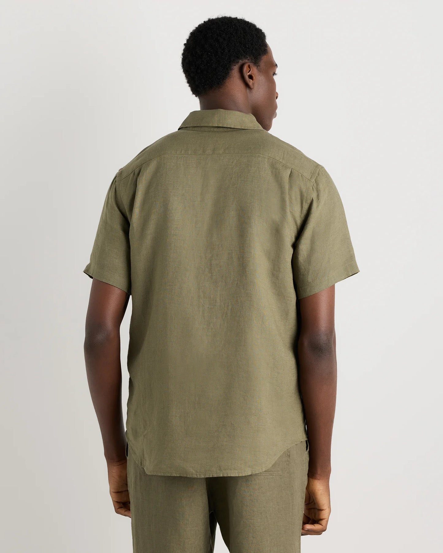 100% European Linen Relaxed Short Sleeve Shirt - XS / Taupe Brown Chambray