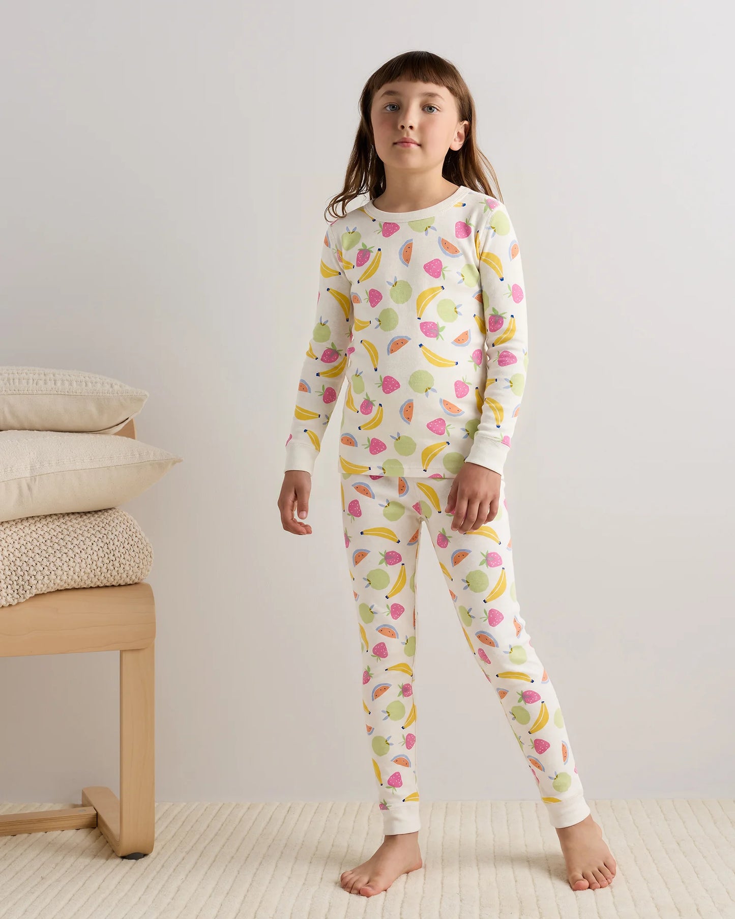 100% Organic Cotton Long Sleeve and Pant Pajama Set - 6 / Navy Stripe