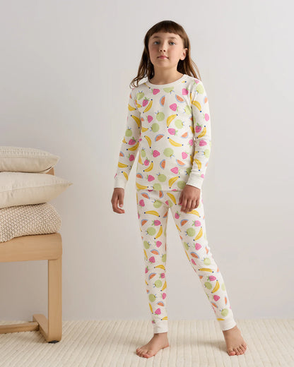 100% Organic Cotton Long Sleeve and Pant Pajama Set - 6 / Navy Stripe