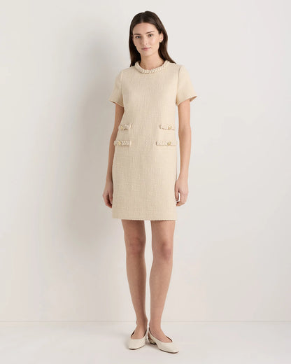 Tweed Short Sleeve Mini Dress - XS / True Black
