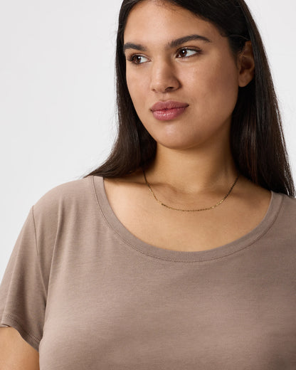 Cotton Modal Scoop Neck Tee - XS / Navy