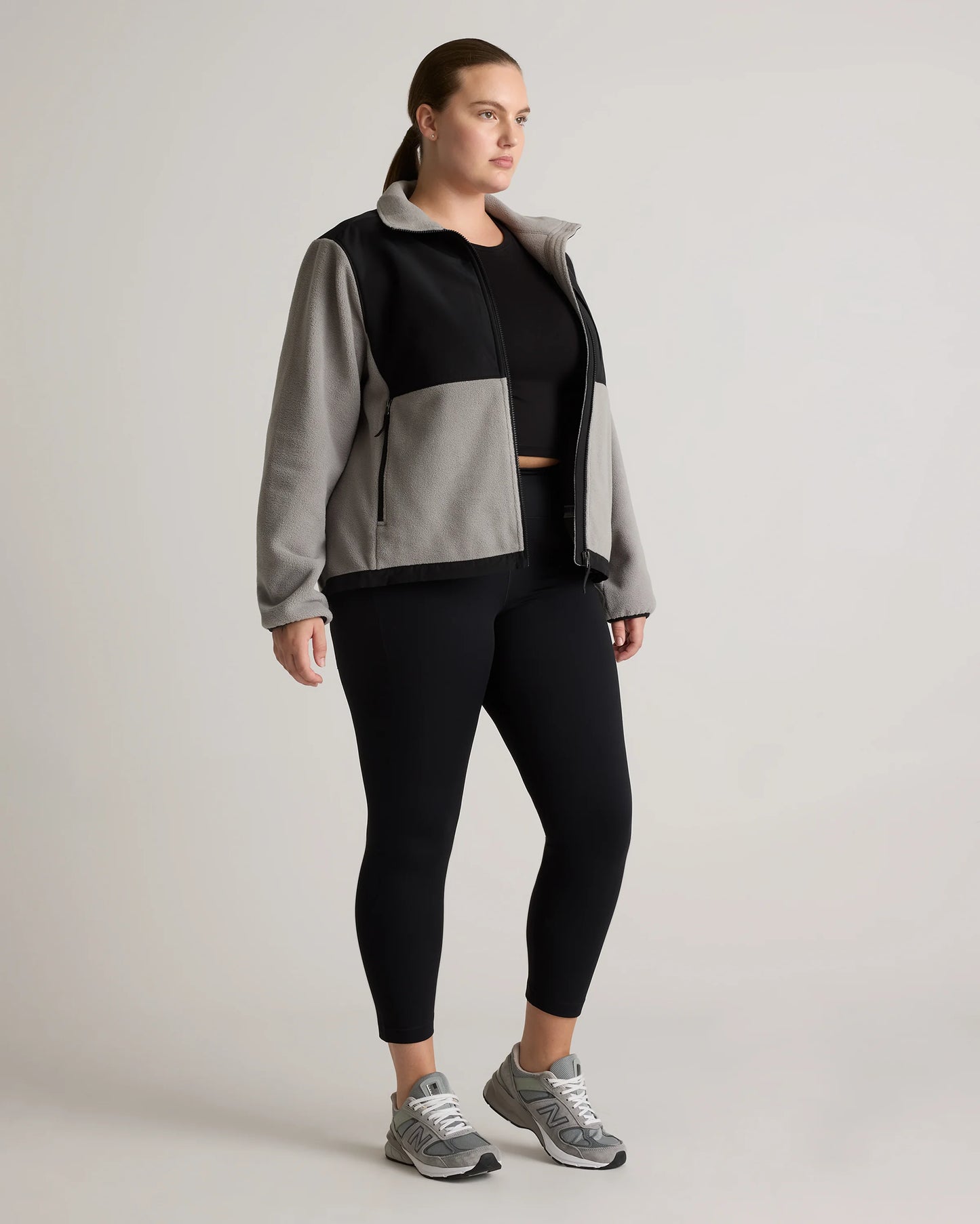 Polar Fleece Full-Zip Jacket - XS / Gravel/Bold Black