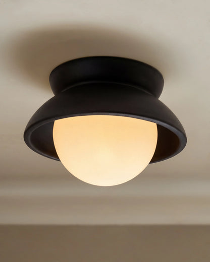 Classic Ceramic and Glass Globe Sconce - 6.25" / Natural