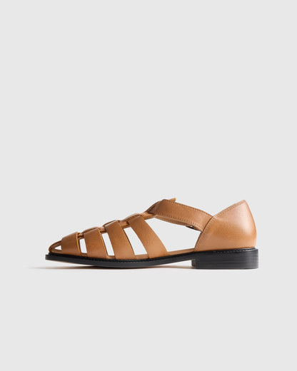 Calfskin Leather Fisherman Sandal - 7 / Black