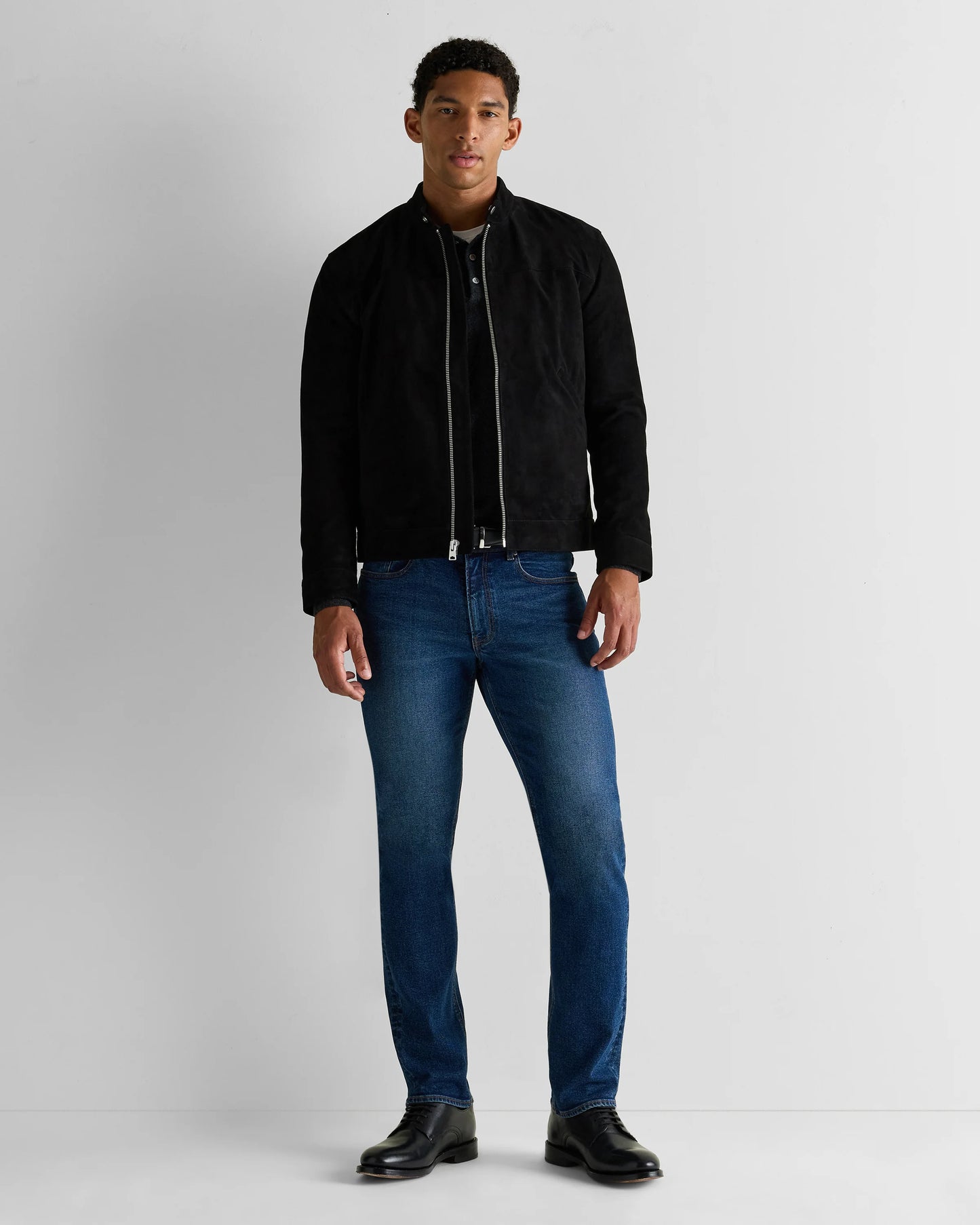 100% Suede Café Racer Jacket - S / Pecan Brown