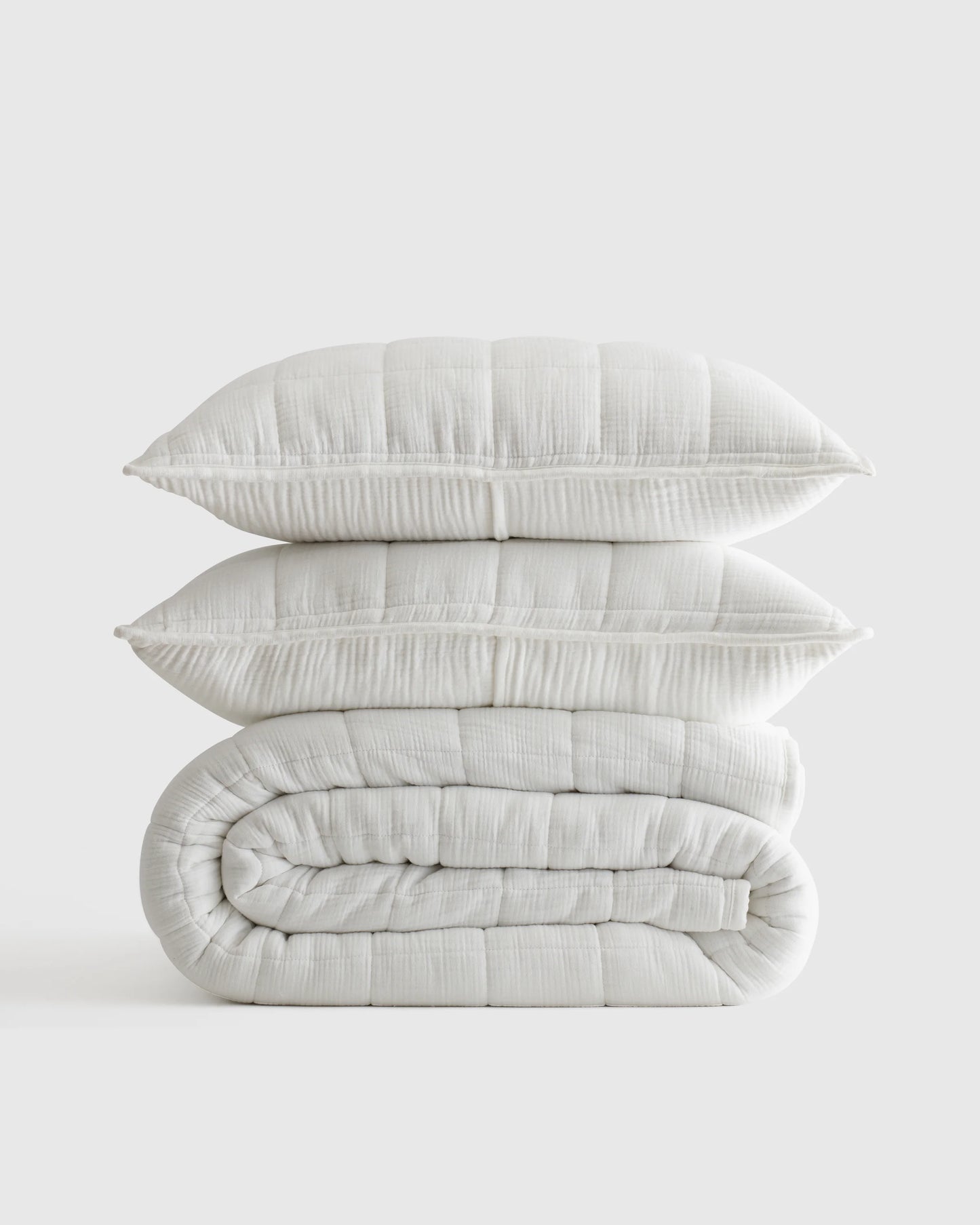 Organic Cotton Gauze Box Quilt Set - Twin / Mineral