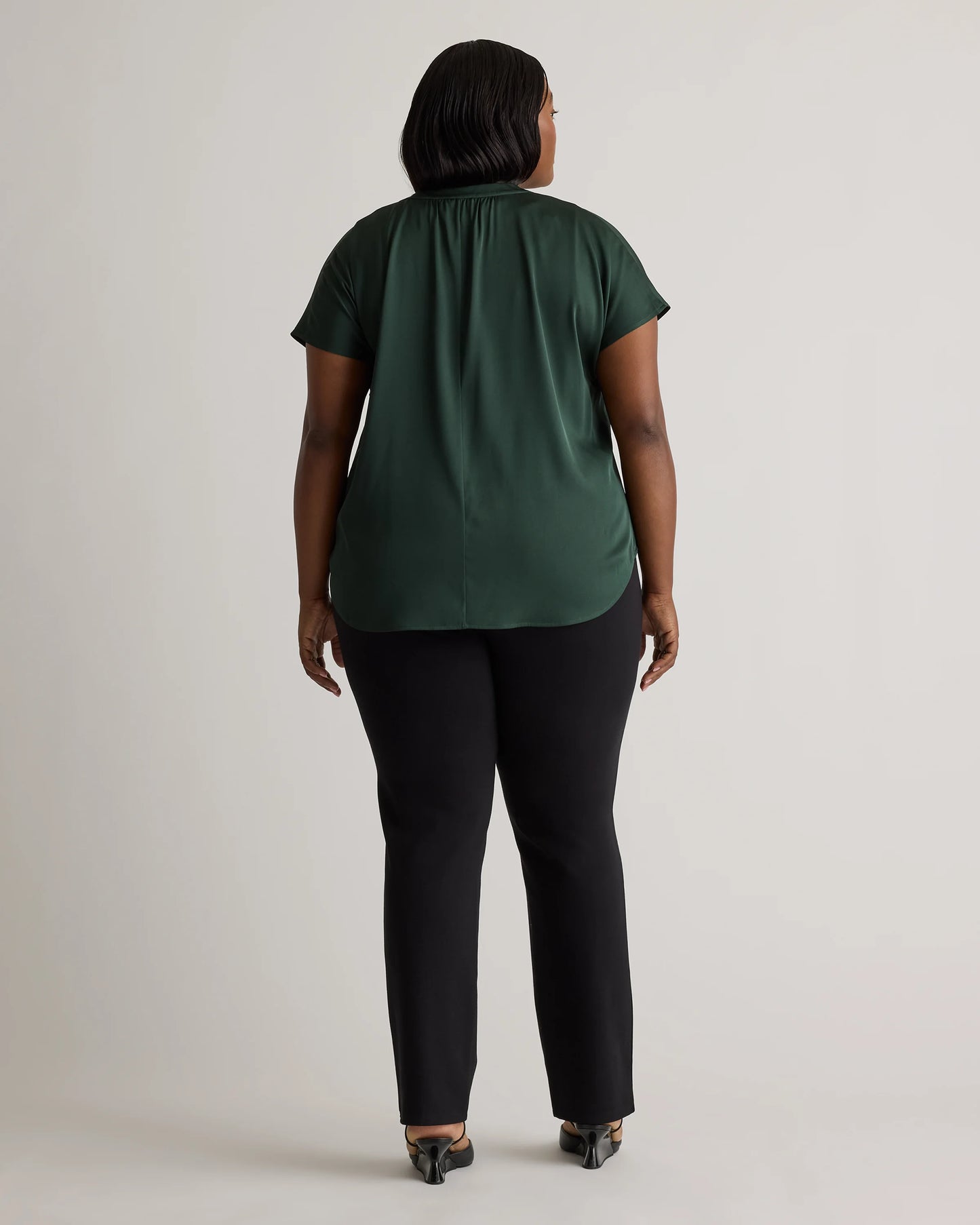 Washable Stretch Silk Dolman Sleeve Blouse - 1X / Black
