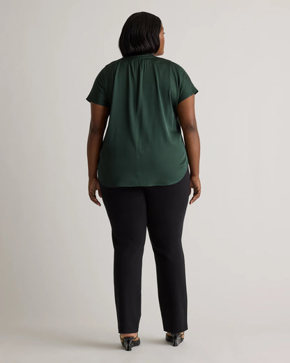 Washable Stretch Silk Dolman Sleeve Blouse - 1X / Black