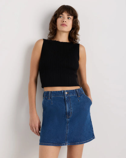 Stretch Denim Mini Skirt - 24 / Obsidian Blue