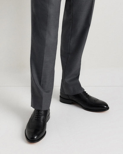 Italian Leather Wingtip Oxford - 7 / Cognac