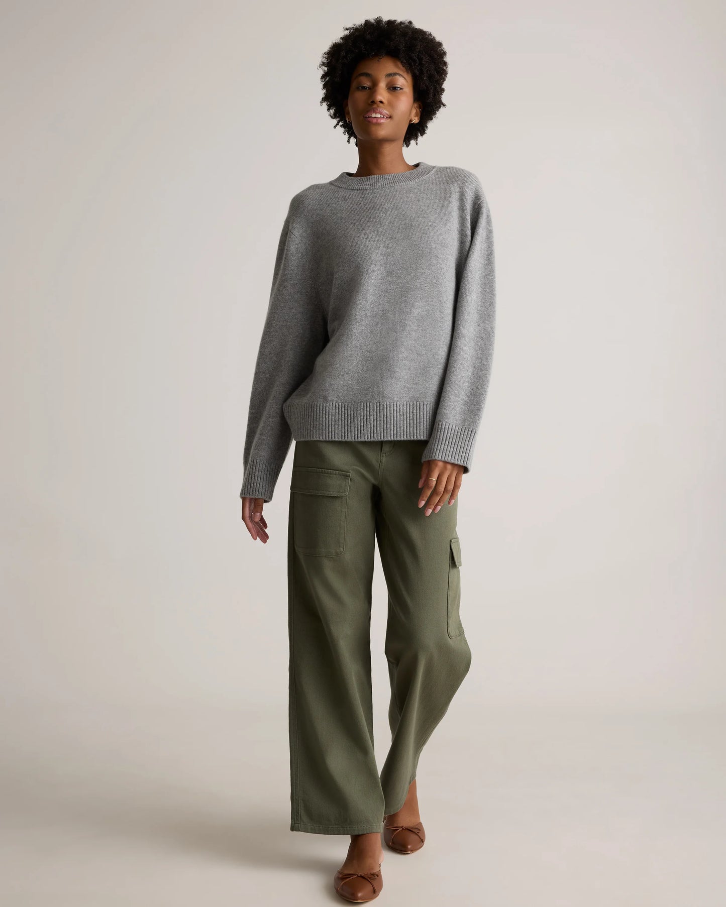 Organic Stretch Cotton Twill Cargo Pants - 0 / Light Khaki