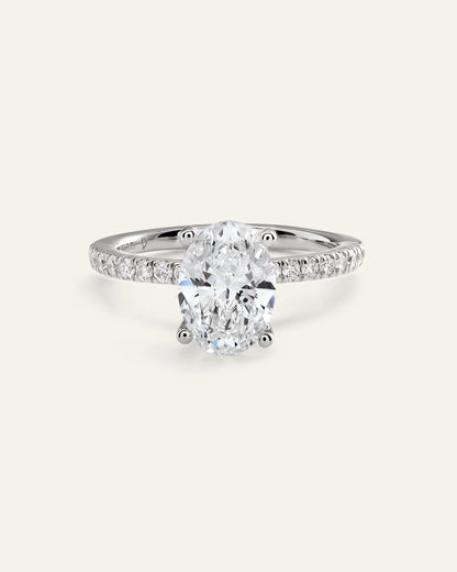 Lab Grown Diamond Oval Petite Pave Engagement Ring - 2.5ct - 4 / Yellow Gold