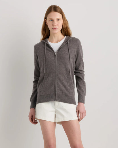 Mongolian Cashmere Full-Zip Hoodie - XS / Heather Grey