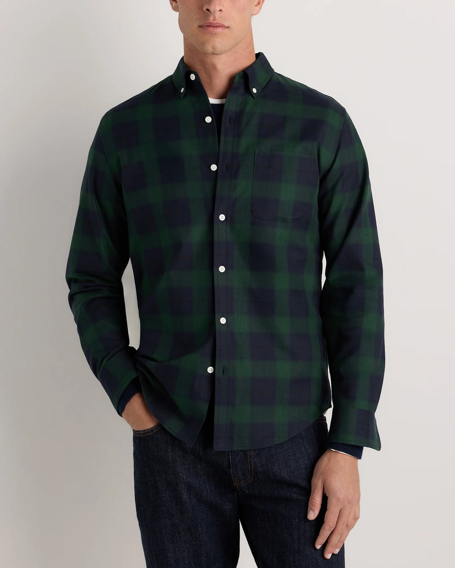 100% Organic Cotton Brushed Flannel Shirt - S / Red/Navy