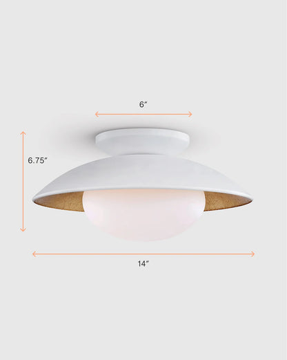Steel and Gold Foil Flush Mount - One Size / White