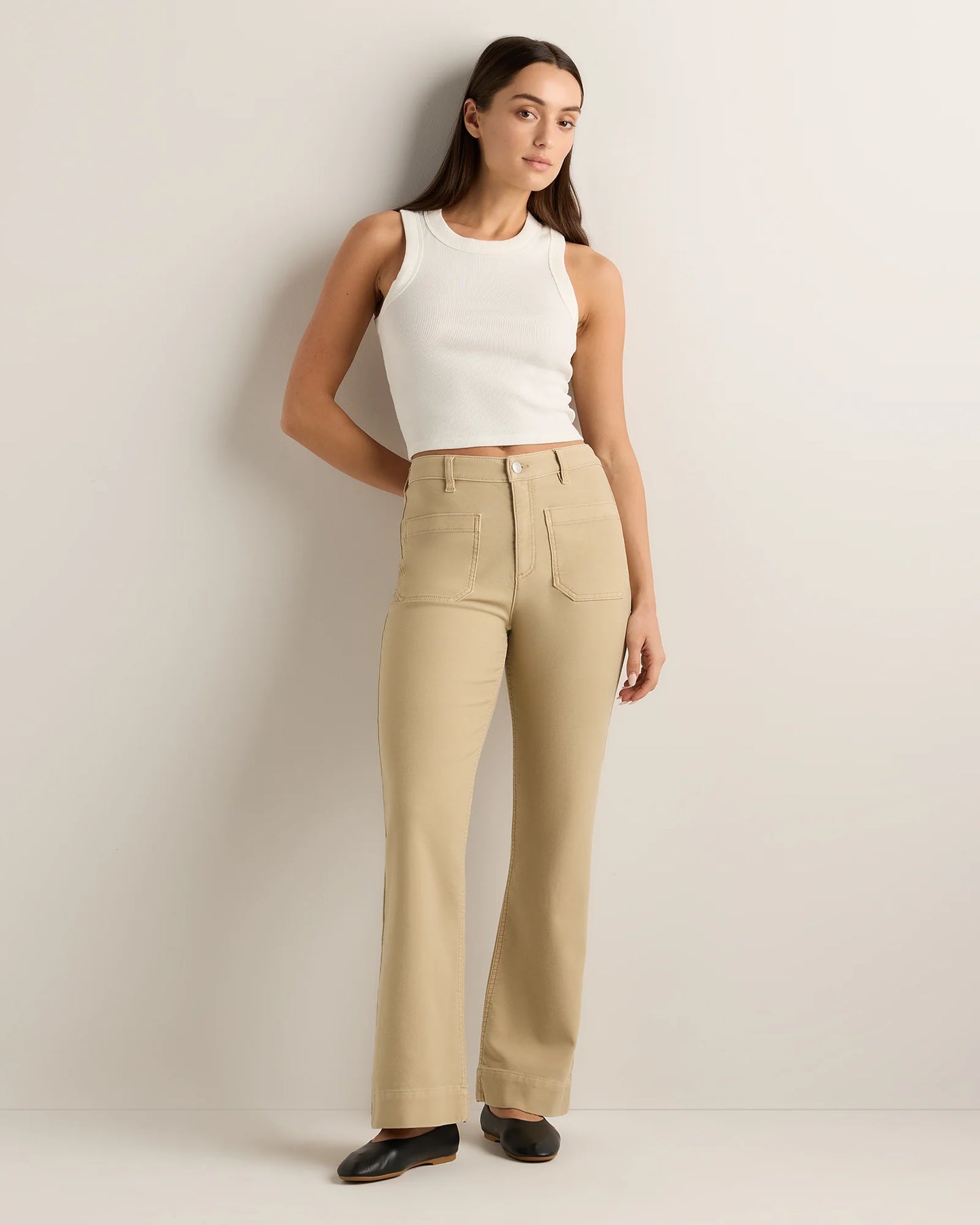 French Terry Wide Leg Pants - 0 / Bayberry Olive