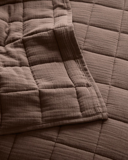 Organic Cotton Gauze Box Quilt Set - Twin / Mineral