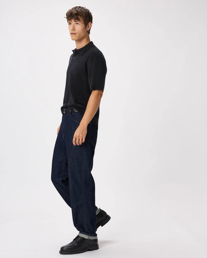 100% Mongolian Cashmere Short Sleeve Polo Sweater - S / Heather Storm Blue