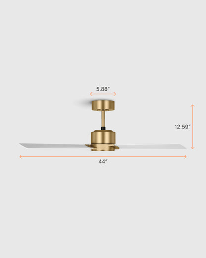 Minimalist Wood Blade Ceiling Fan - 44" / White