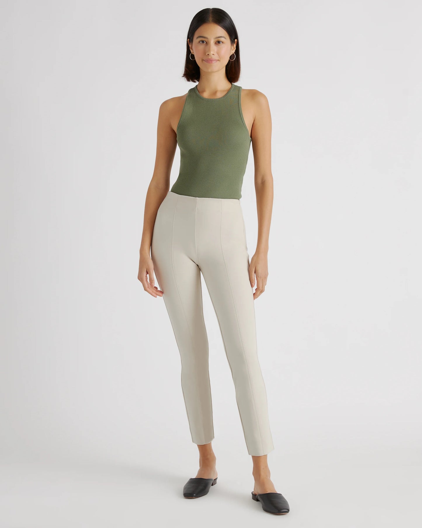 Ultra-Stretch Ponte Pintuck Ankle Pants - XS / Black