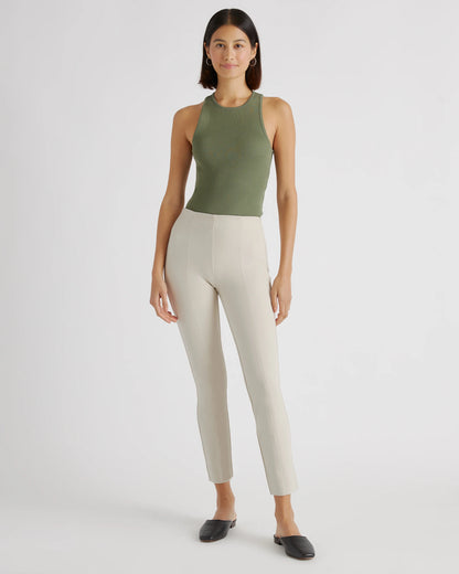 Ultra-Stretch Ponte Pintuck Ankle Pants - XS / Black