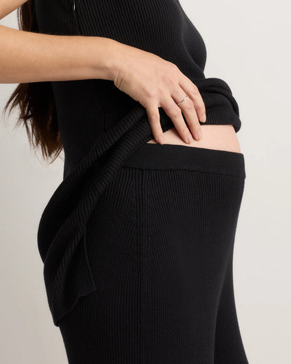 Cotton Cashmere Maternity Wide Leg Pants - XS / Heather Charcoal