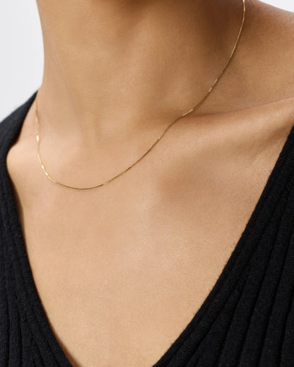 14K Gold Petite Box Chain Necklace - One Size / Yellow Gold