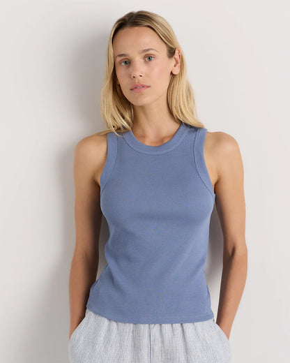 Organic Cotton Micro-Rib Cropped Cutaway Tank - XS / Heather Oatmeal