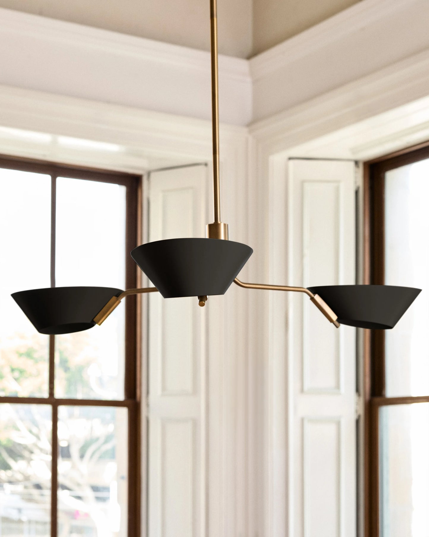 Mid-Century Armed Iron Chandelier - One Size / Sand