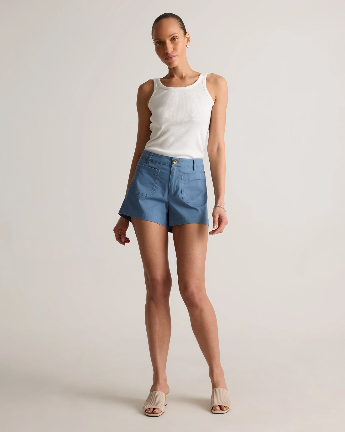 Stretch Cotton Chino Patch Pocket Shorts - 0 / Frost