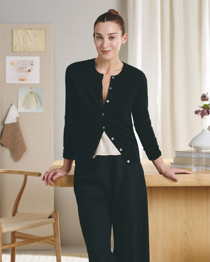 Mongolian Cashmere Cardigan Sweater - XS / Black