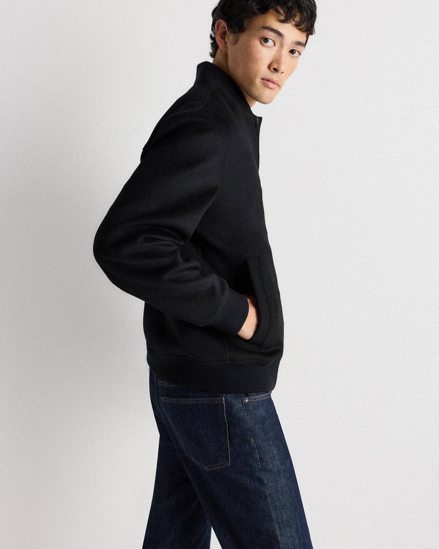 100% Mongolian Cashmere Bomber Jacket - S / Black