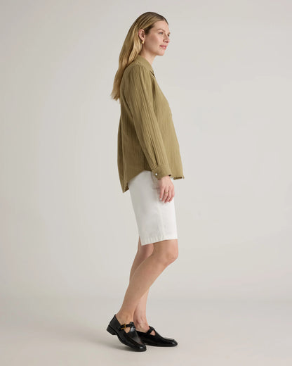Organic Stretch Cotton Chino Bermuda Shorts - 0 / Bayberry Olive