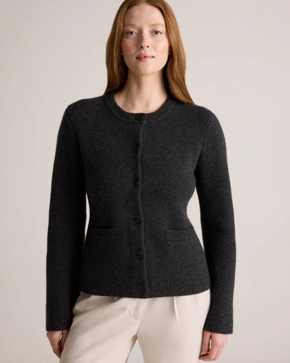 Mongolian Cashmere Structured Cardigan - XS / Oatmeal