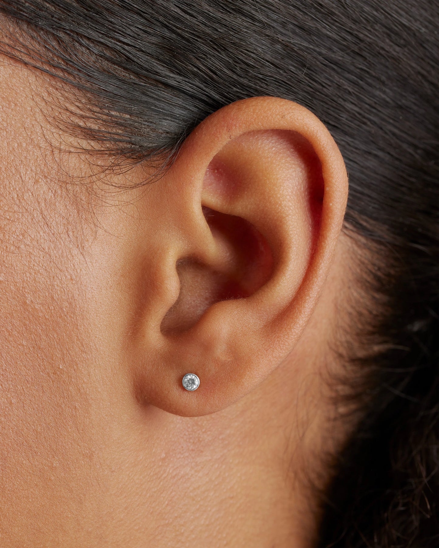 14K Gold Natural Diamond Tiny Bezel Studs - One Size / Yellow Gold