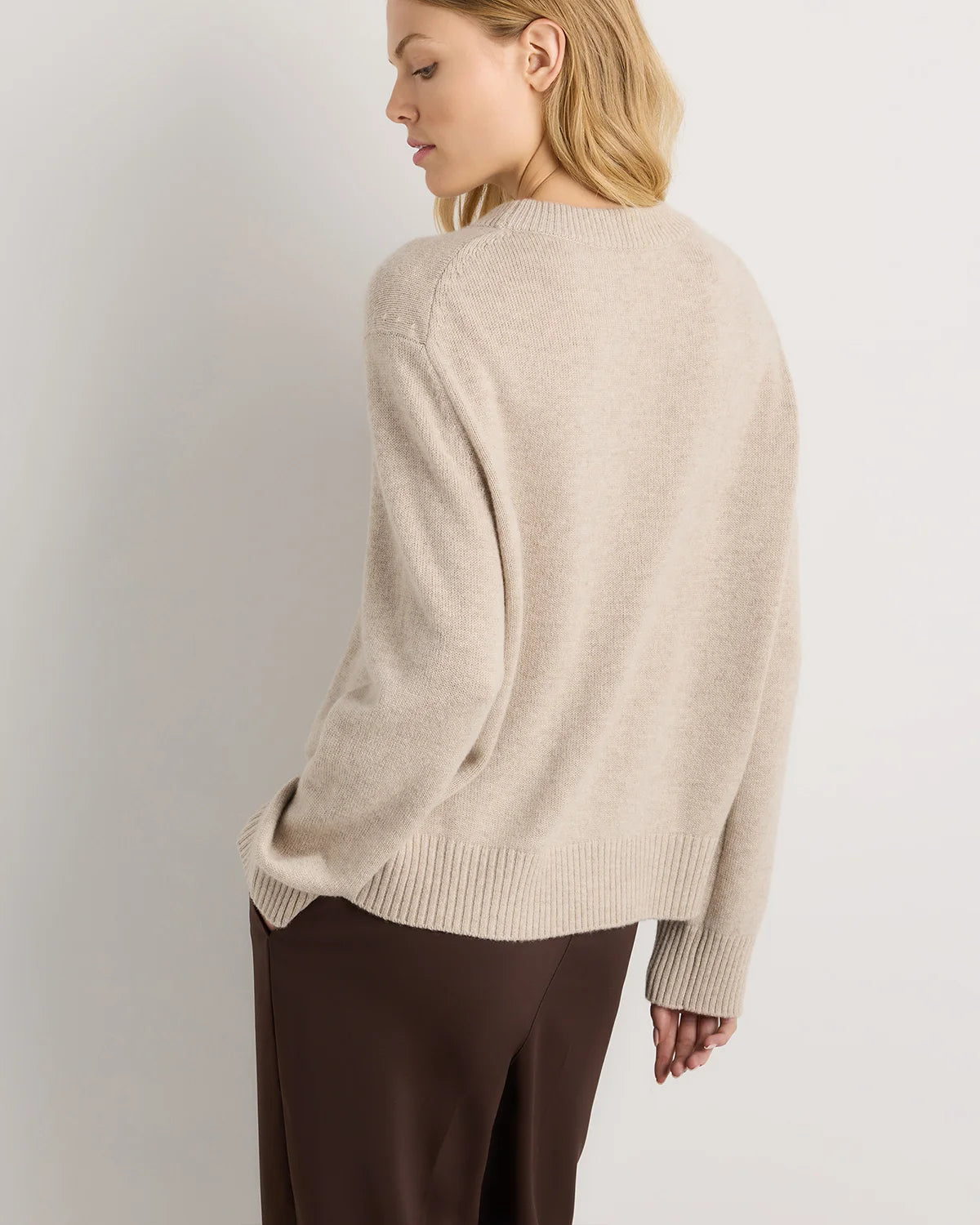 Mongolian Cashmere Oversized Crewneck Sweater - XS / Undyed Natural Heather