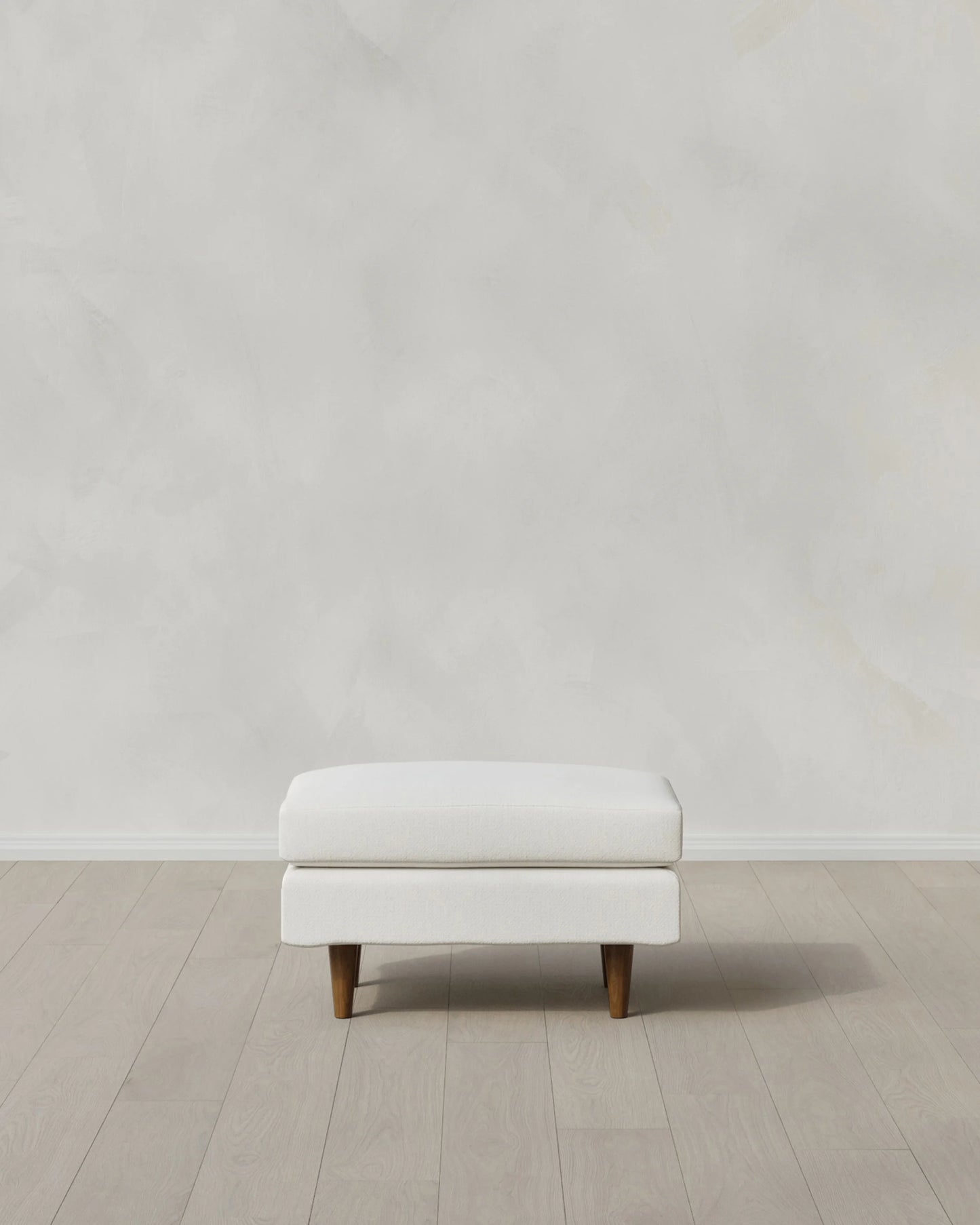 Atlas Midcentury Ottoman in Performance Chenille Linen Blend - 31.5" / Snow